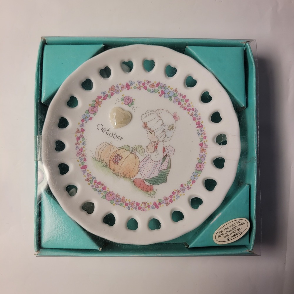 Enesco Precious Moments October Porcelain Gemstone Plate 132667 Vintage 1994